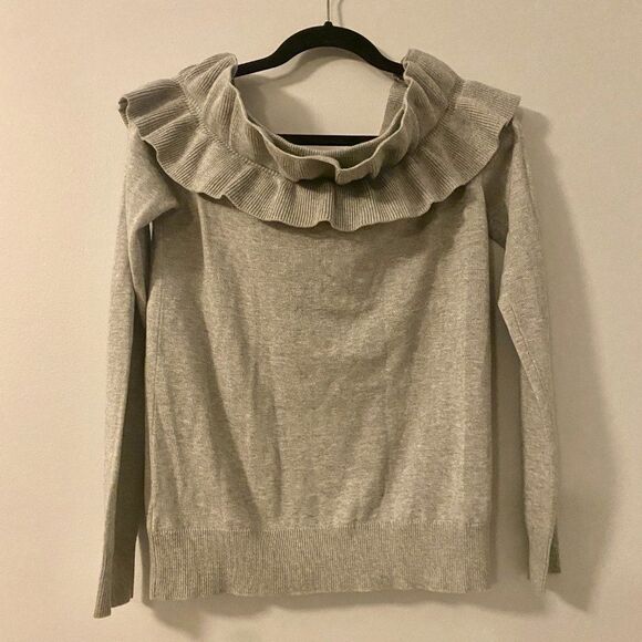 Endless Rose Ruffled Off-the-Shoulder Sweater Gray Size S - Picture 6 of 10